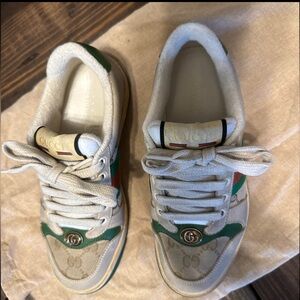 Gucci Women's Sneakers in Cream and Green